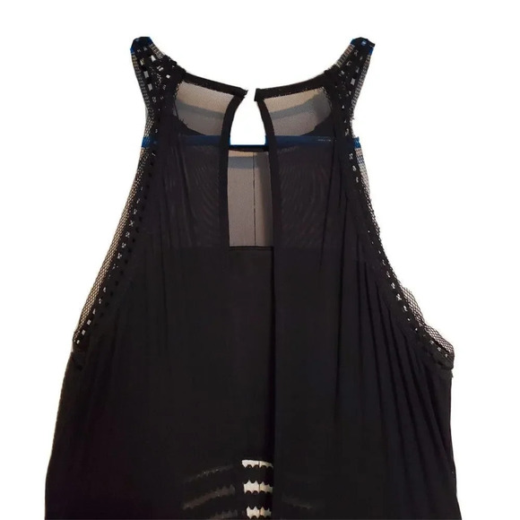 Top Shop Dress Black Size 6 Sleeveless Mesh Knee Length Peek a Boo Party Womens - Picture 4 of 6